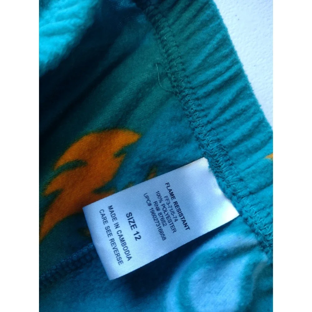 Pokemon Kids Size 12 Teal‎ Fleece Pajama Pants Poke Ball Elemental Symbols PJs
